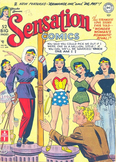 Wonder Woman, Sensation Comics, 1950s, an example of Super Dickery!