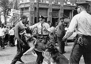 High School student Walter Gadsden being attacked by dogs during the protests